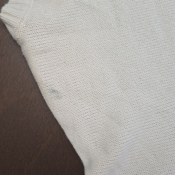 SALTWATER LUXE Crew Neck Sz L Sweater Cream Yellow Tan Blue Text Sun Sand Surf - Picture 6 of 6